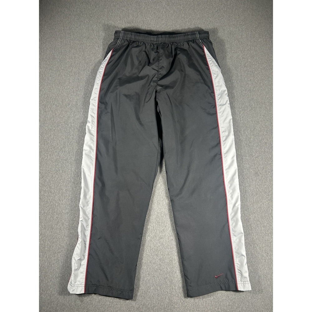 Nike Vintage NIKE72‎ Track Pants Black White Red Side Stripe Size XL